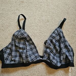 Savage X Fenty Black and White Plaid Bralette SzXL